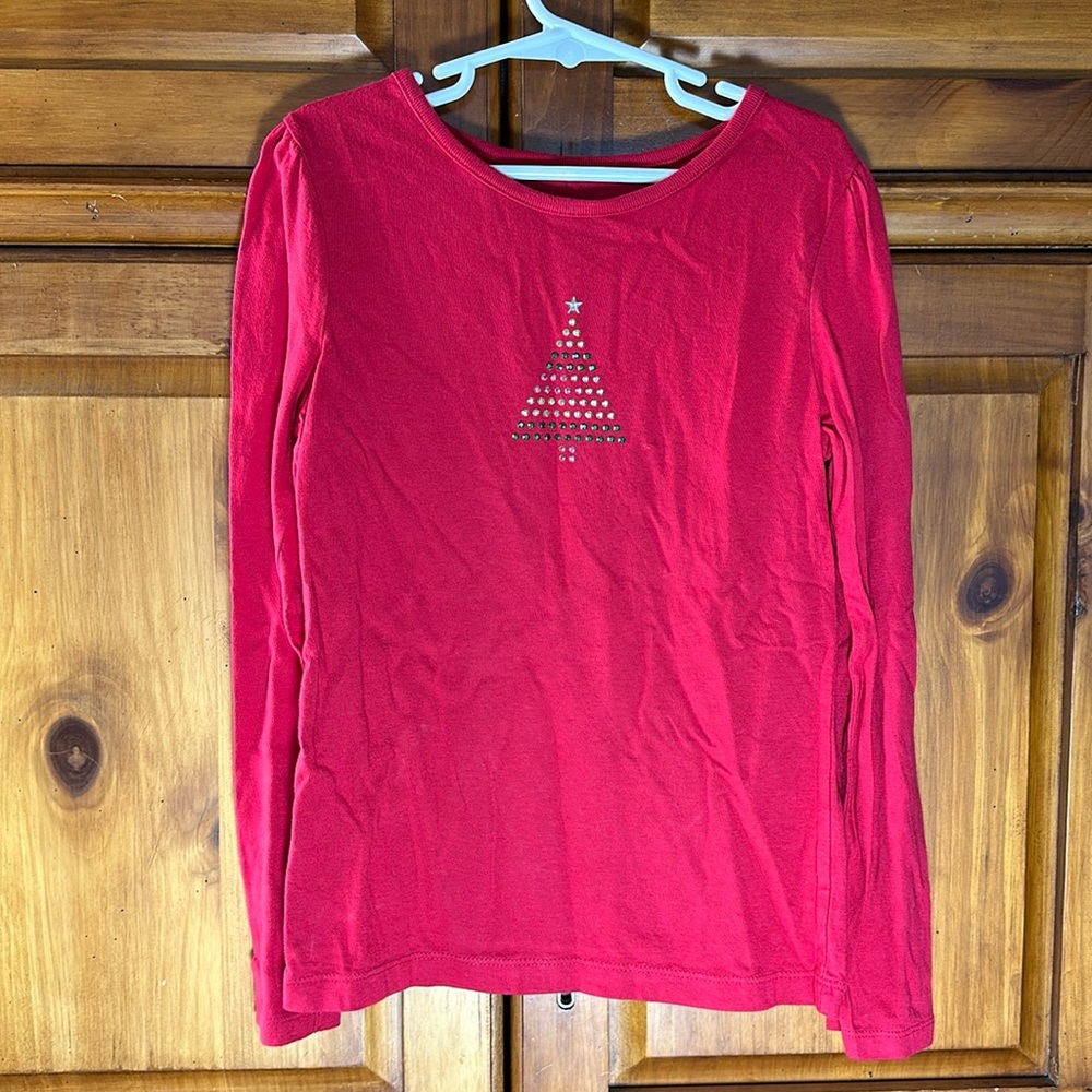 Target Circo Girls Red Long Sleeve Christmas Sequin Top